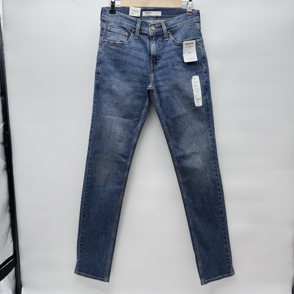 Signature by Levi Strauss Womens Slim Fit Jeans 28x34 Blue Denim Irregular New